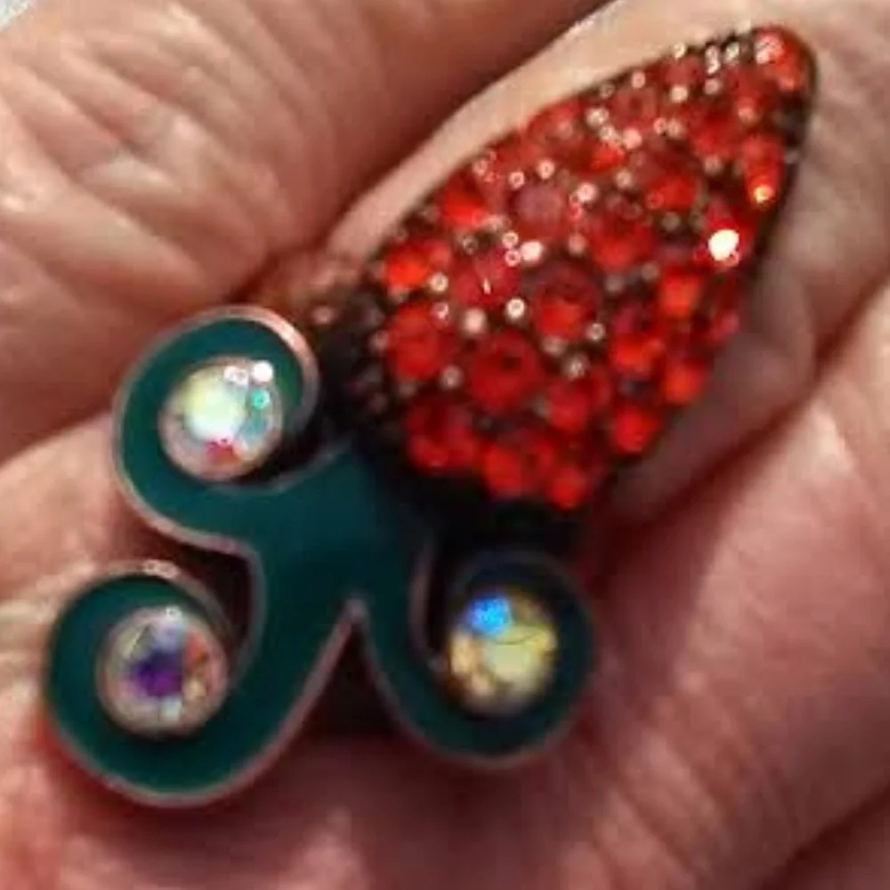 Betsey Johnson Ring Fire Orange Crystal Carrot sz 7.5